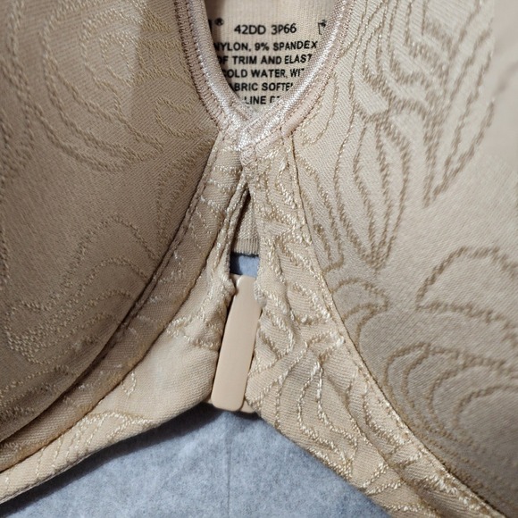 Bali 42DD‎ Beige Floral Padded Underwire Full Coverage Smoothing Bra - Picture 3 of 4